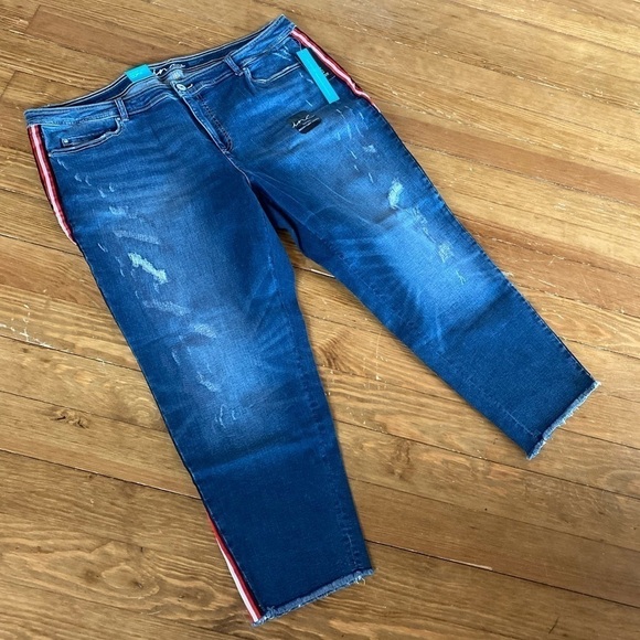 Nwt International Concepts INC Plus Size Red Racing Stripe Ankle Jeans s… - Picture 4 of 8